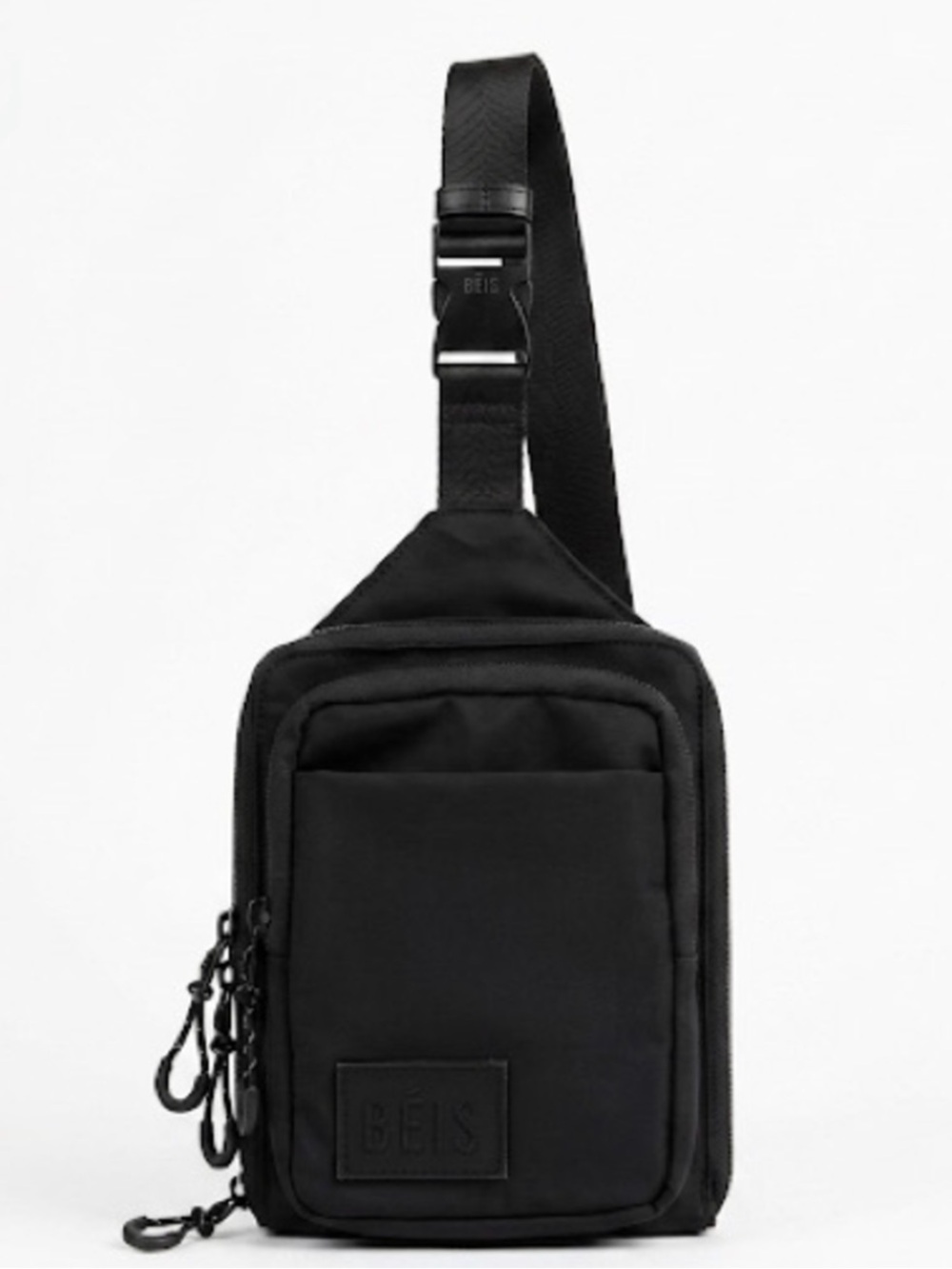 NWT BEIS The Sports Sling in BLACK Crossbody Bag with water bottle pocket-OS